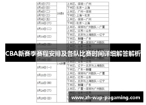 CBA新赛季赛程安排及各队比赛时间详细解答解析 CBA新赛季赛程安排及各队比赛时间详细解答解析