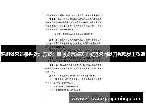 赵鹏谈欠薪事件处理方案:如何妥善解决工资拖欠问题并保障员工权益 赵鹏谈欠薪事件处理方案:如何妥善解决工资拖欠问题并保障员工权益