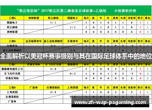 全面解析以美冠杯赛事级别与其在国际足球体系中的地位 全面解析以美冠杯赛事级别与其在国际足球体系中的地位